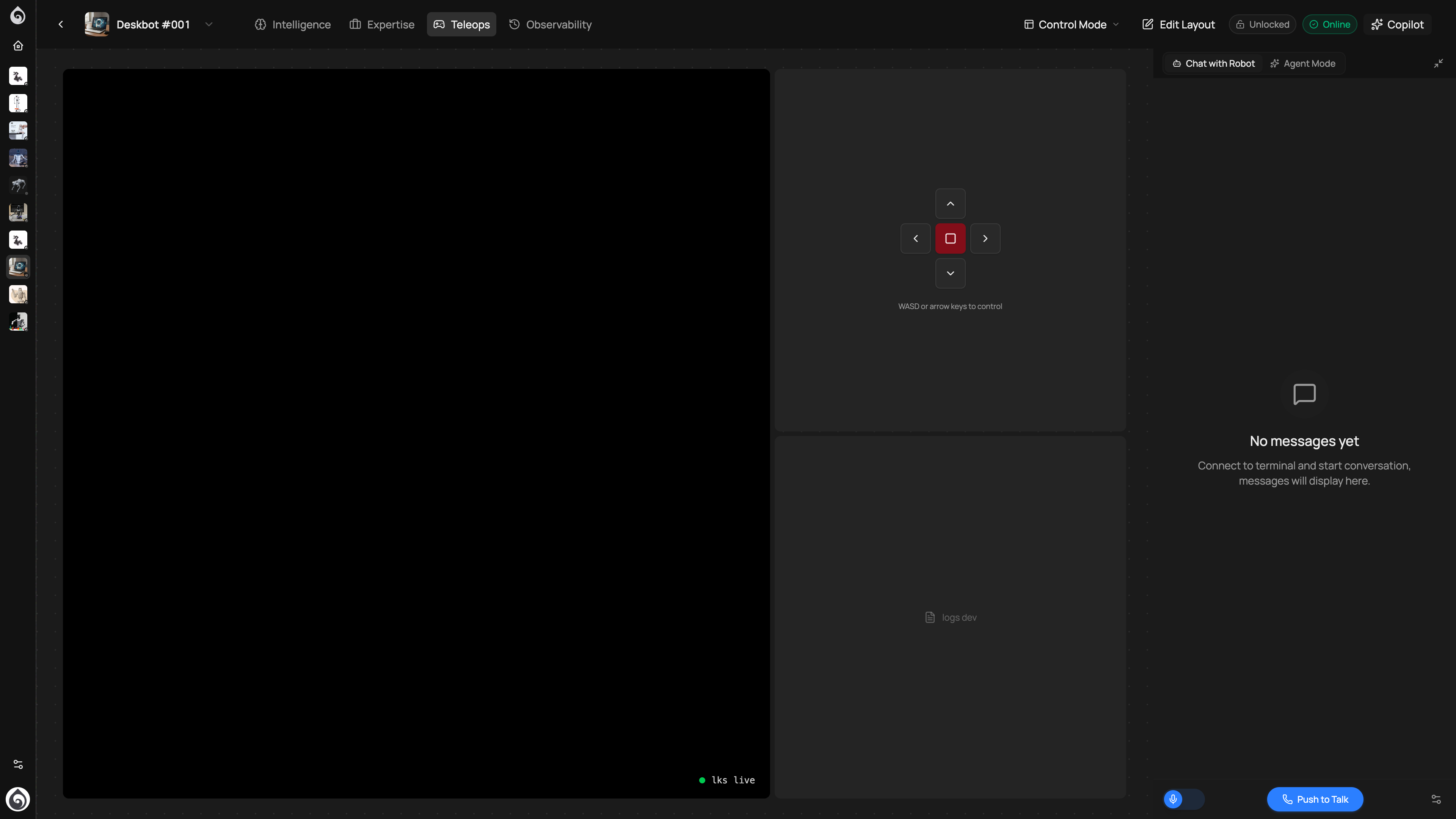 Teleops：视频流与传感器面板